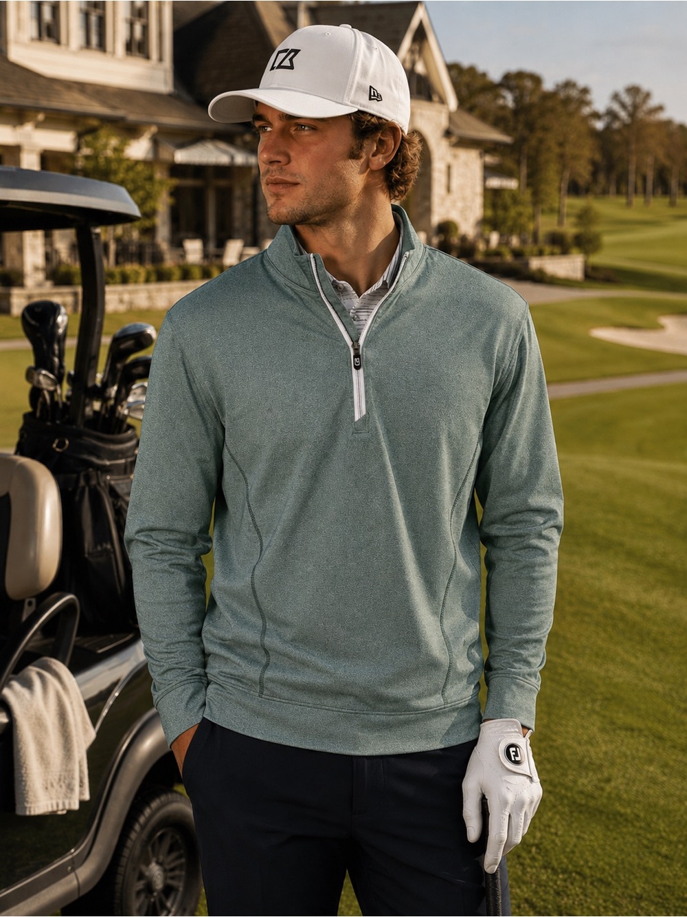 Cutter & Buck Heathered Sage Heathered Green Quarter-Zip Pullover